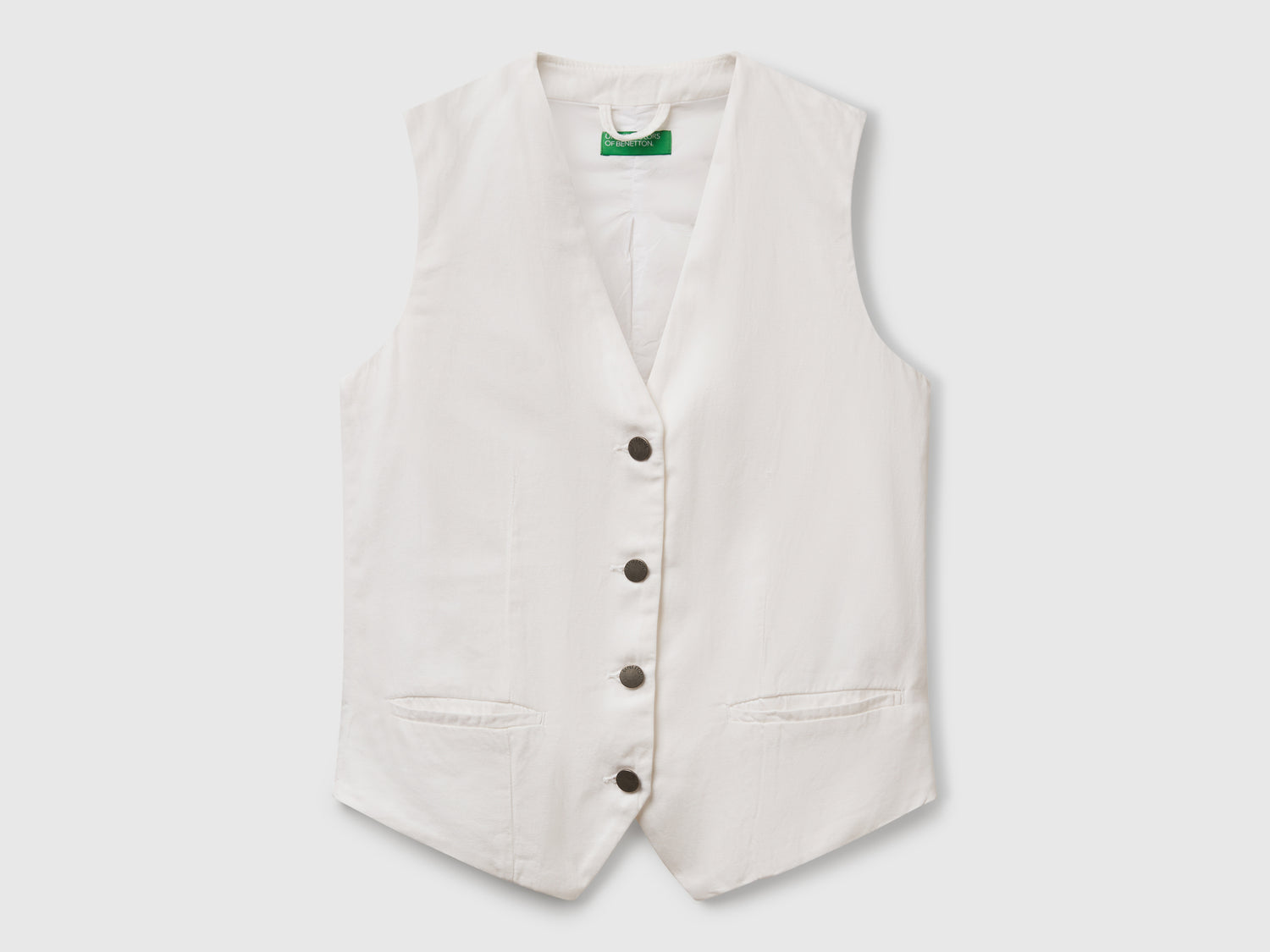 Gilet in misto cotone da donna bianco | Benetton Outlet