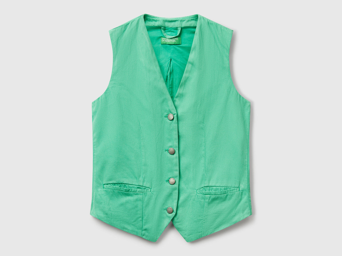 Green cotton blend vest