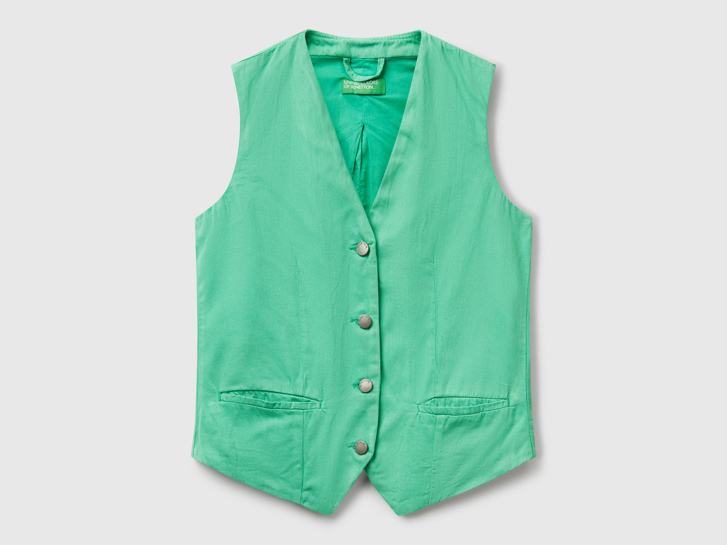 Green cotton blend vest da donna verde acqua | Benetton Outlet