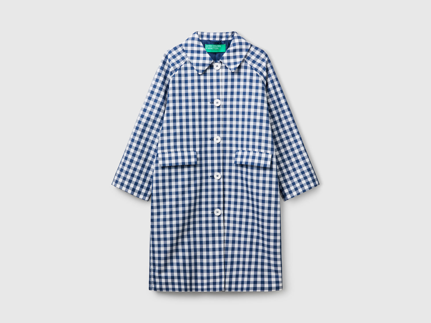 Trench vichy da donna blu | Benetton Outlet