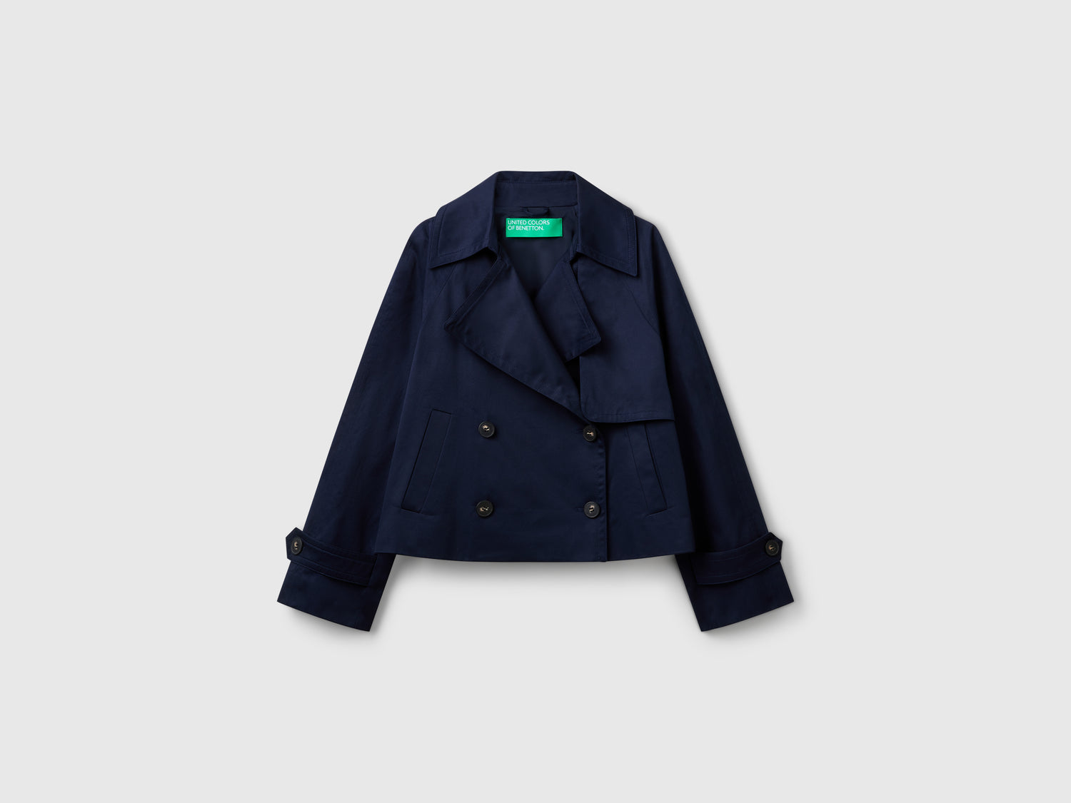 Trench cropped doppiopetto da donna blu scuro | Benetton Outlet