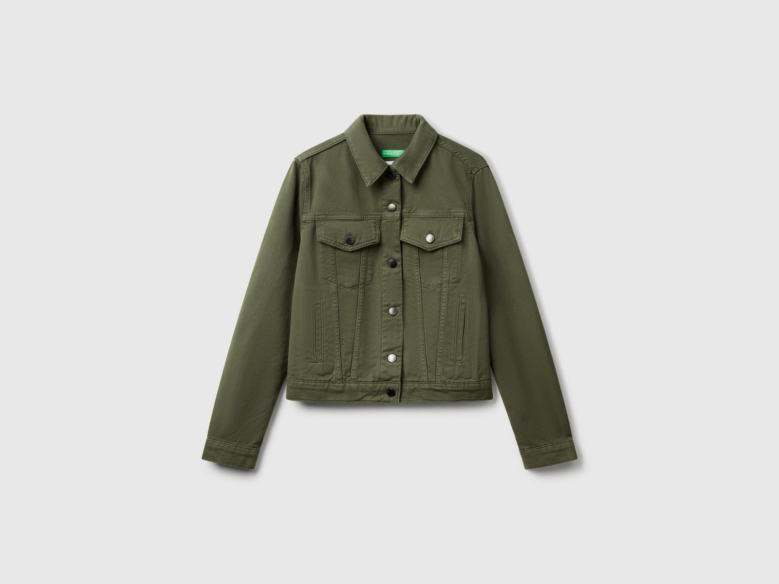 Giubbino rider di jeans da donna verde militare | Benetton Outlet
