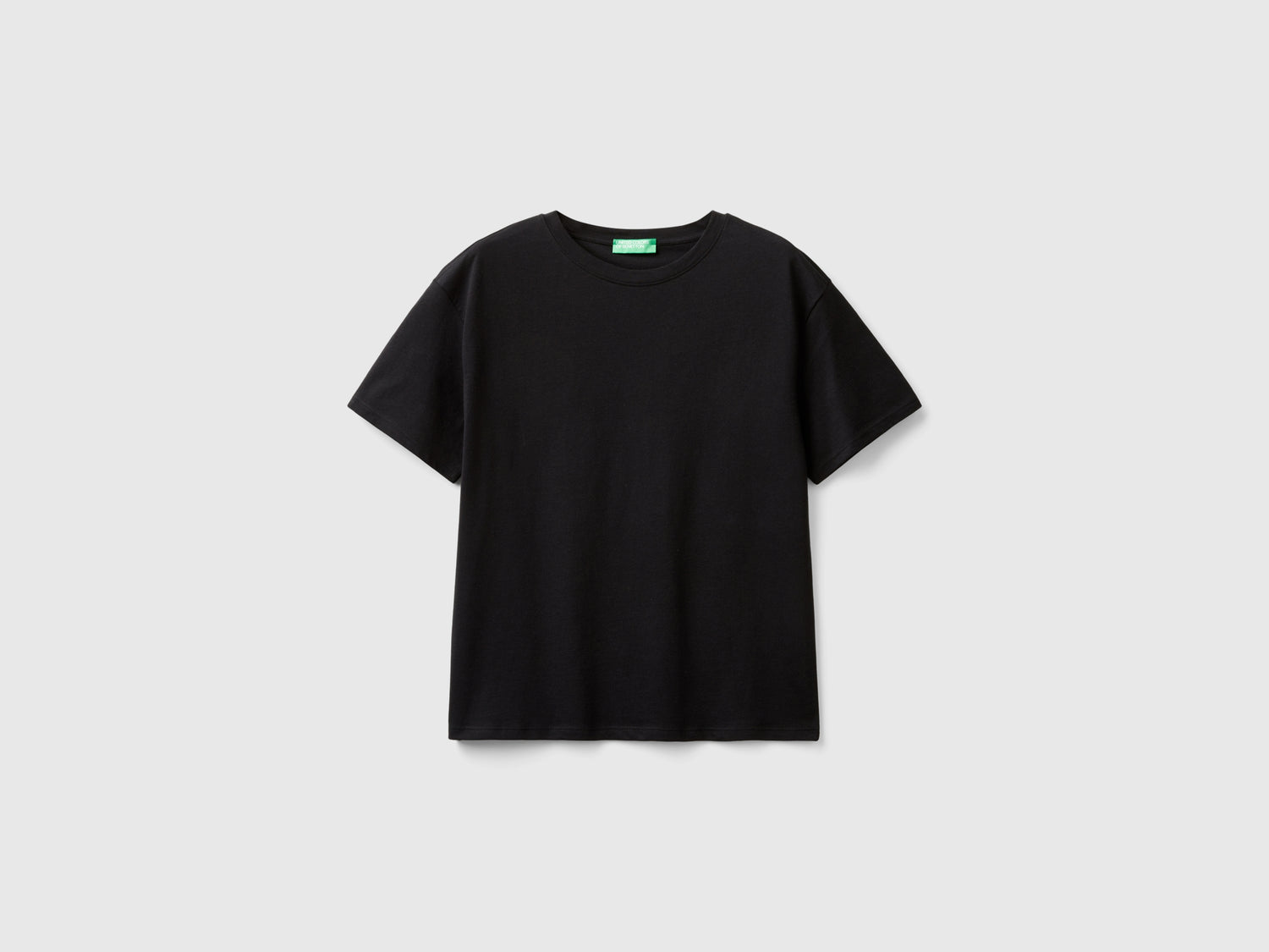 Maglietta manica corta 100% cotone da donna nero | Benetton Outlet