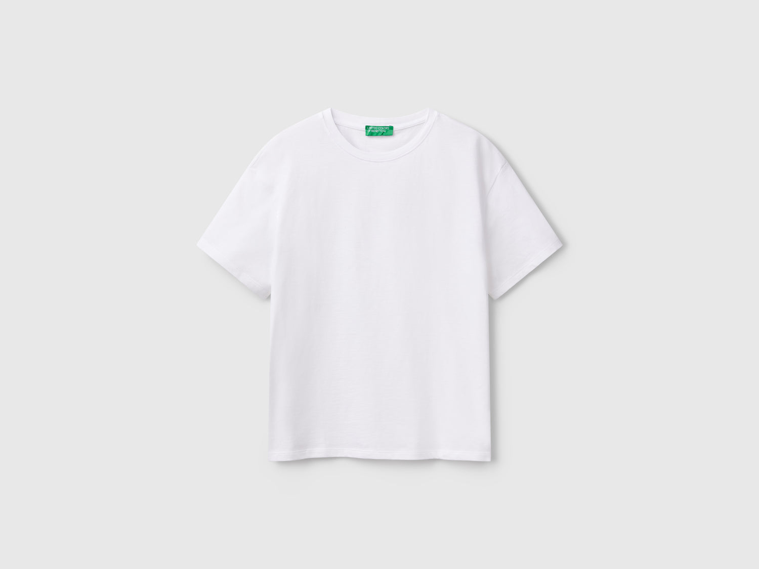 Maglietta manica corta 100% cotone da donna bianco | Benetton Outlet