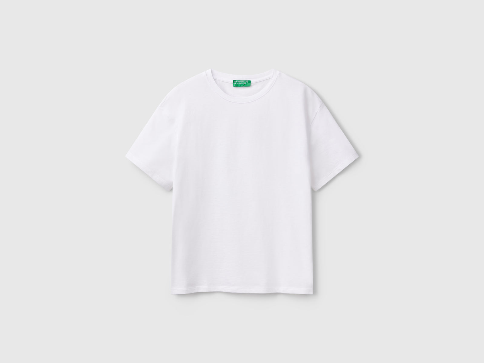 Maglietta manica corta 100% cotone da donna bianco | Benetton Outlet