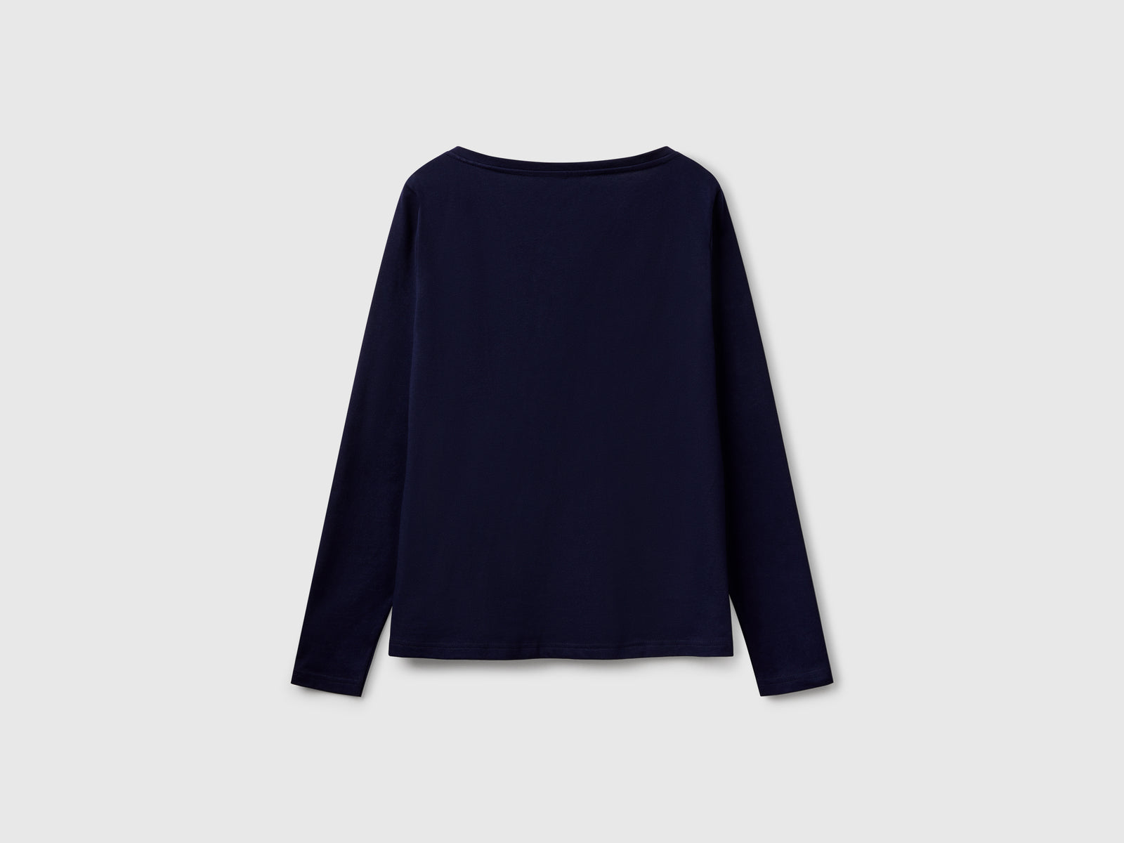 T-shirt con scollo a barchetta 100% cotone da donna blu scuro 2 | Benetton Outlet
