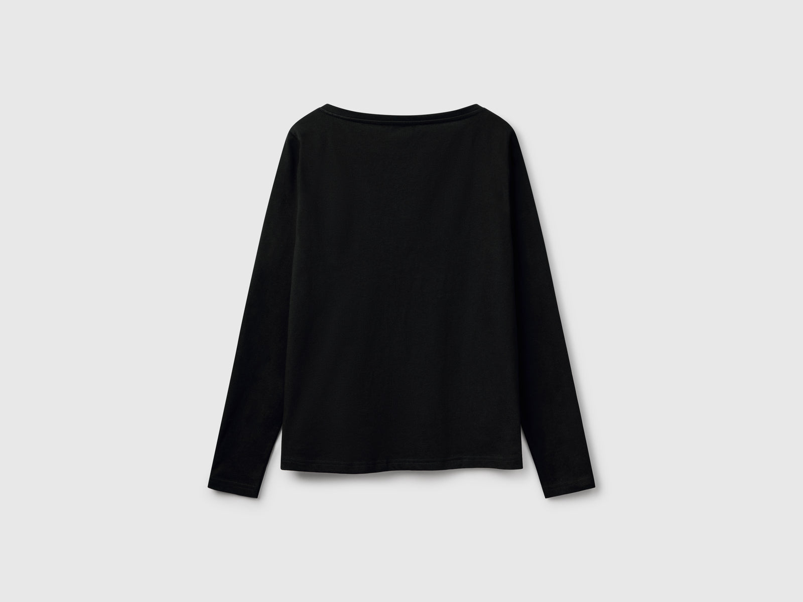 T-shirt con scollo a barchetta 100% cotone da donna nero 2 | Benetton Outlet