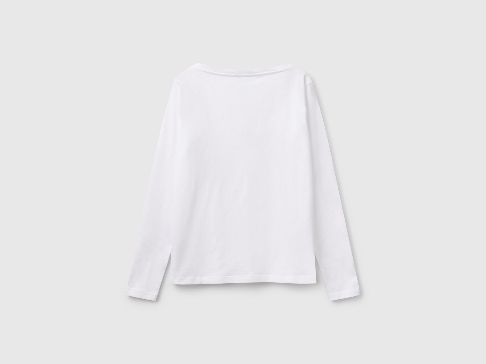 T-shirt con scollo a barchetta 100% cotone da donna bianco 2 | Benetton Outlet