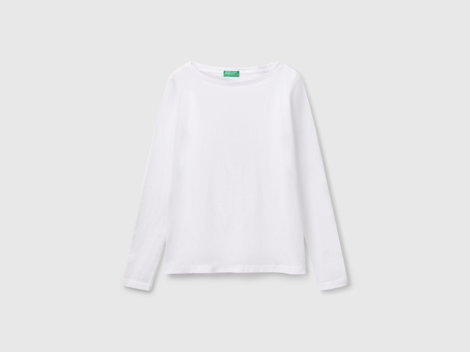 T-shirt con scollo a barchetta 100% cotone da donna bianco | Benetton Outlet
