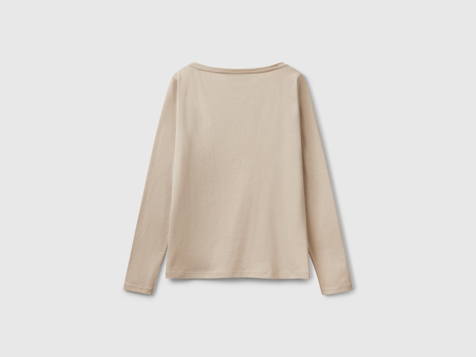 T-shirt con scollo a barchetta 100% cotone da donna beige 2 | Benetton Outlet