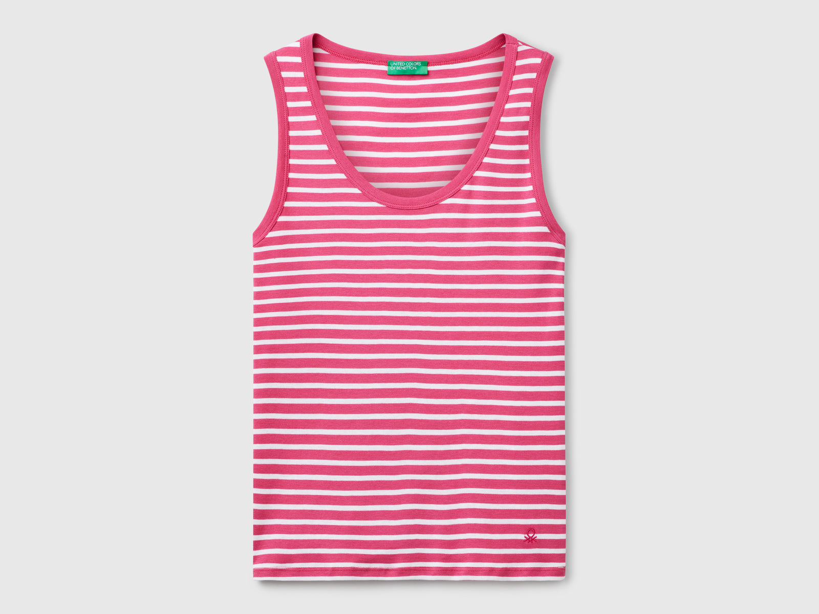 Canotta a righe 100% cotone da donna fragola | Benetton Outlet