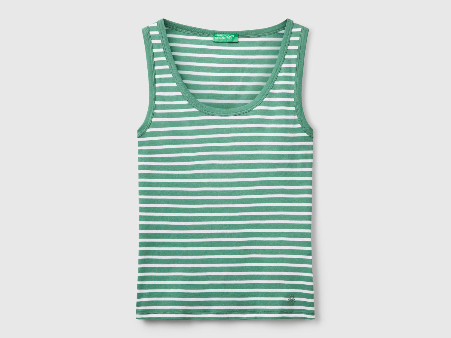 Canotta a righe 100% cotone da donna verde oliva | Benetton Outlet