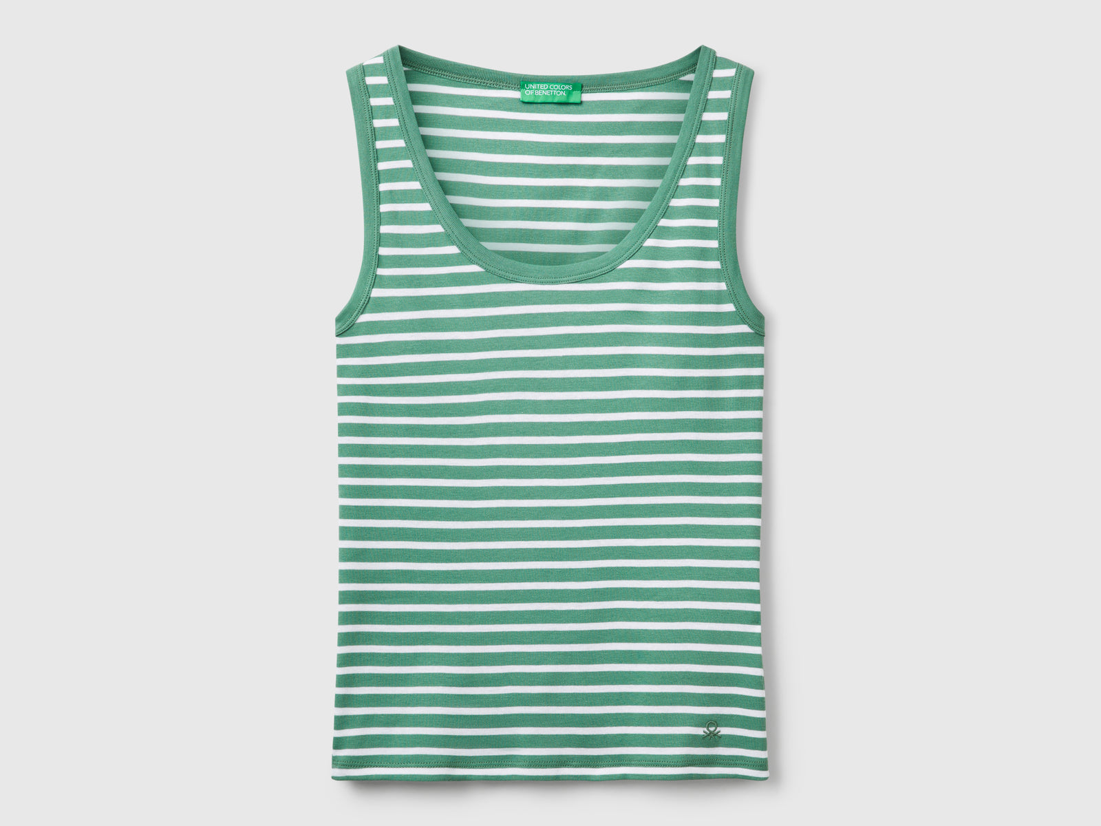 Canotta a righe 100% cotone da donna verde oliva | Benetton Outlet