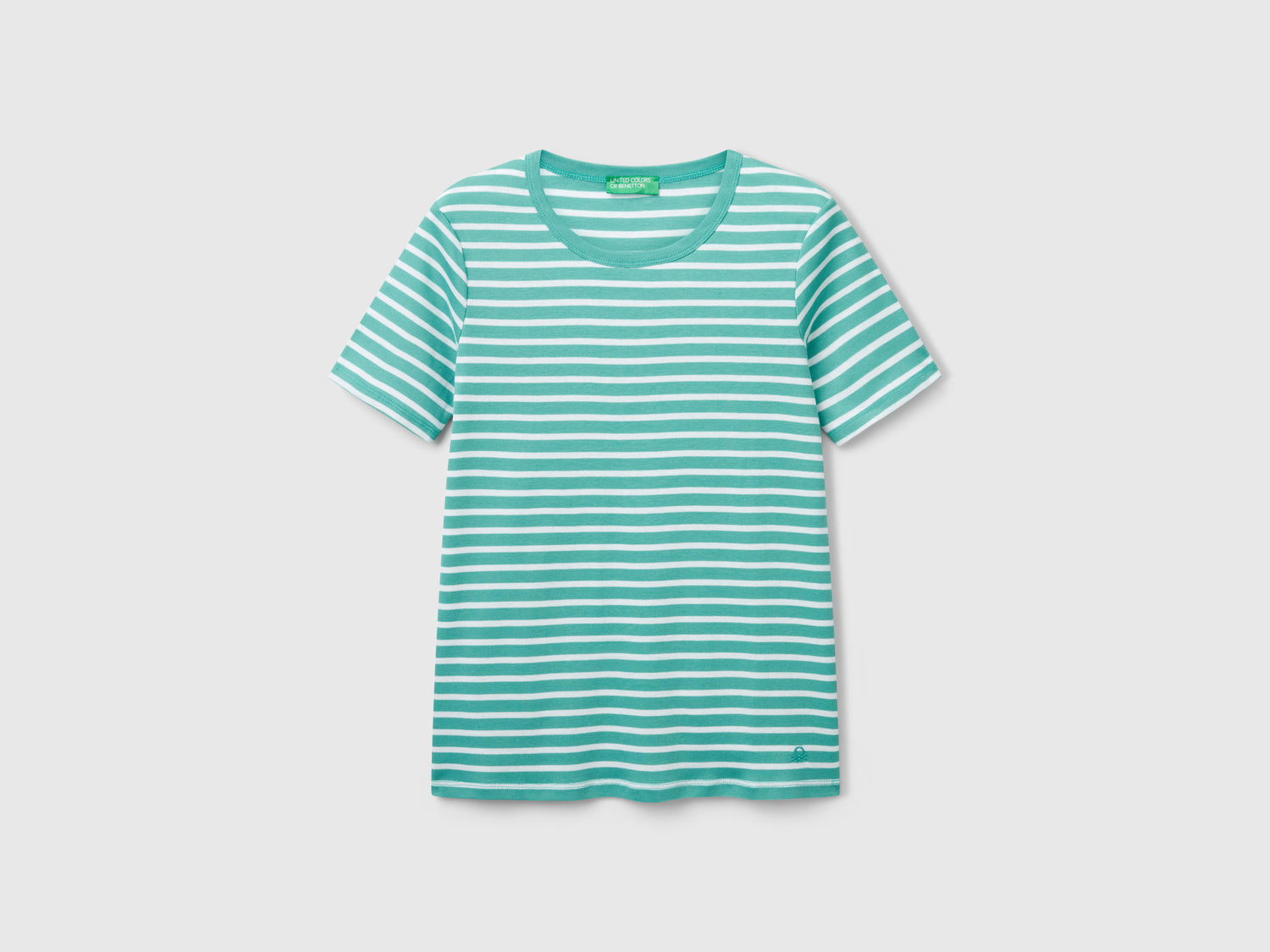 T-shirt girocollo a righe da donna azzurro | Benetton Outlet
