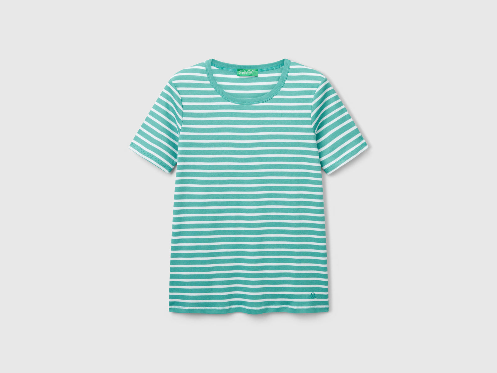 T-shirt girocollo a righe da donna azzurro | Benetton Outlet