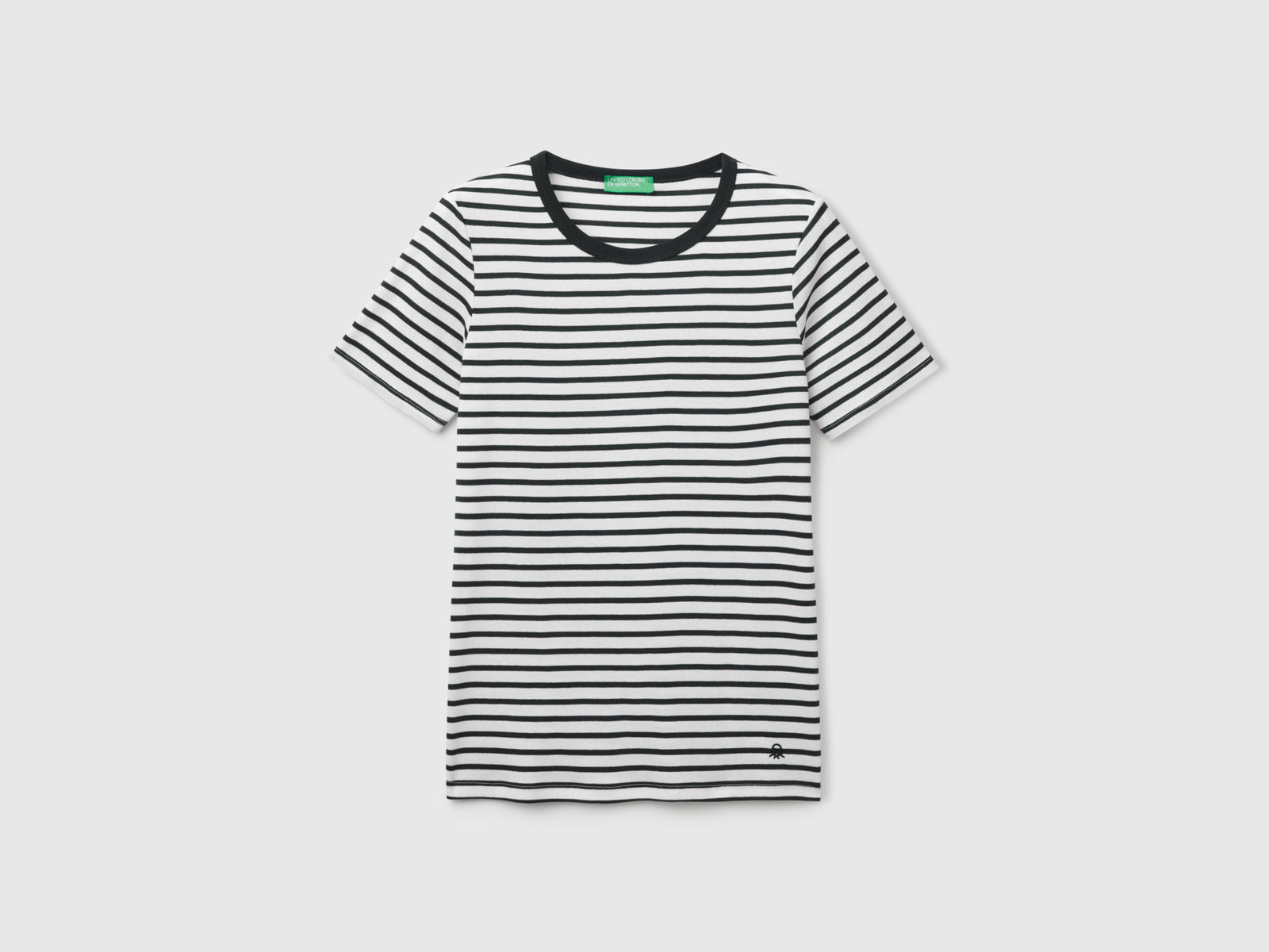 T-shirt girocollo a righe da donna bianco | Benetton Outlet