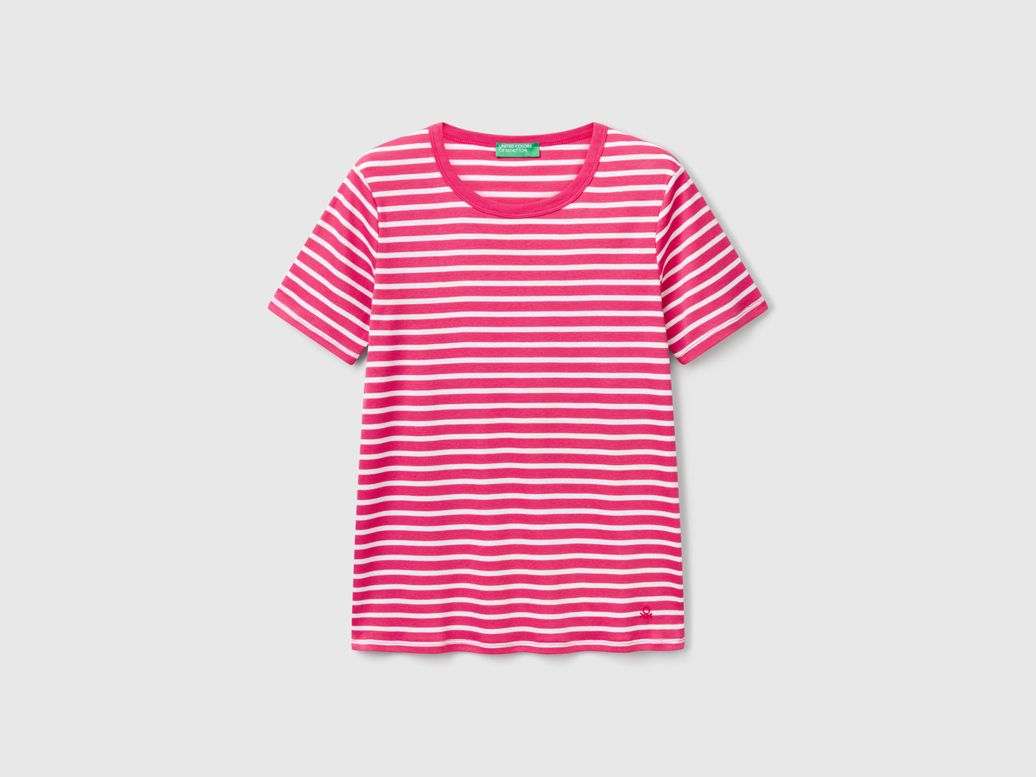 T-shirt girocollo a righe da donna fragola | Benetton Outlet