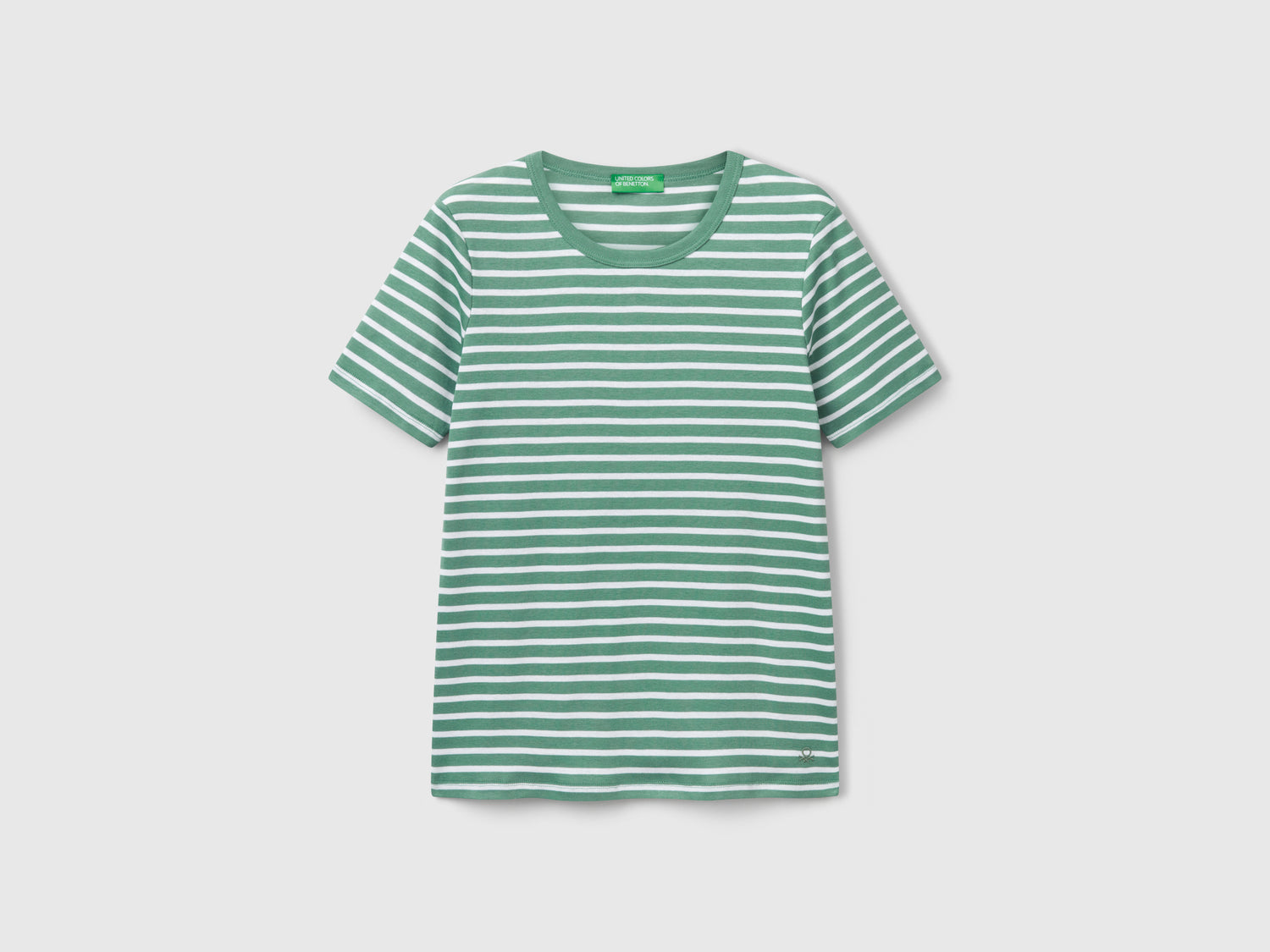 T-shirt girocollo a righe da donna verde oliva | Benetton Outlet