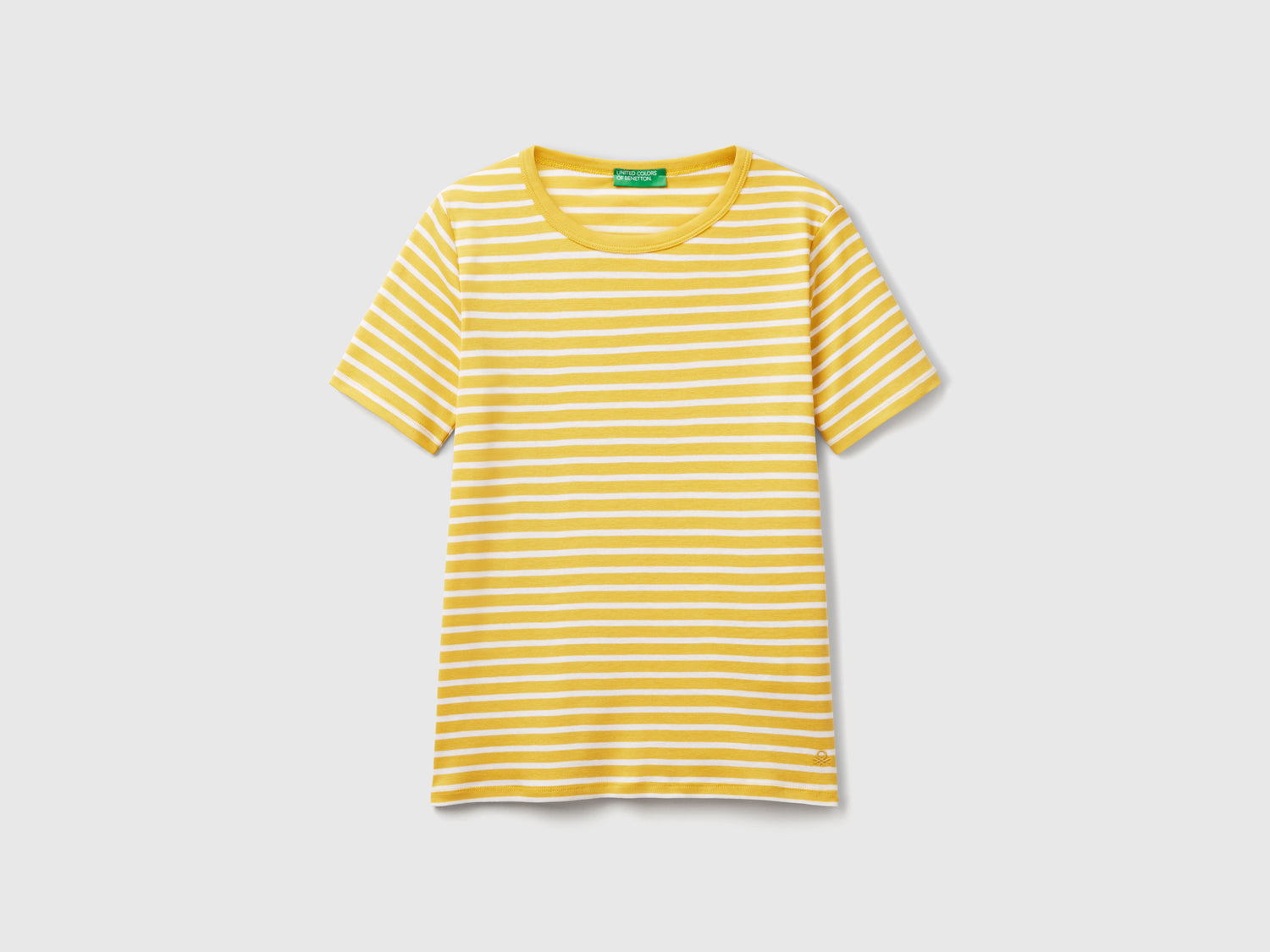 T-shirt girocollo a righe da donna senape | Benetton Outlet