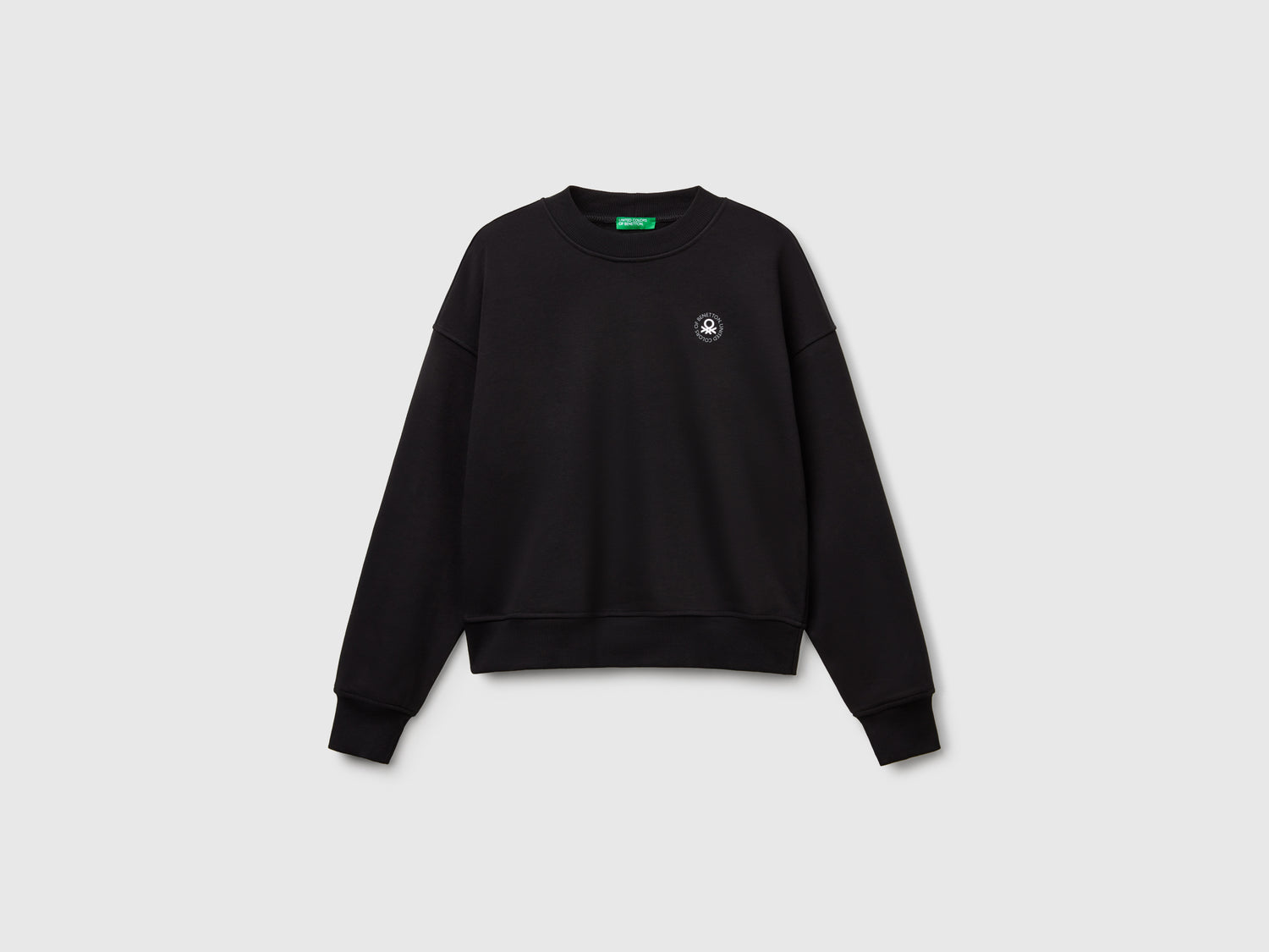 Felpa girocollo in misto cotone da donna nero | Benetton Outlet