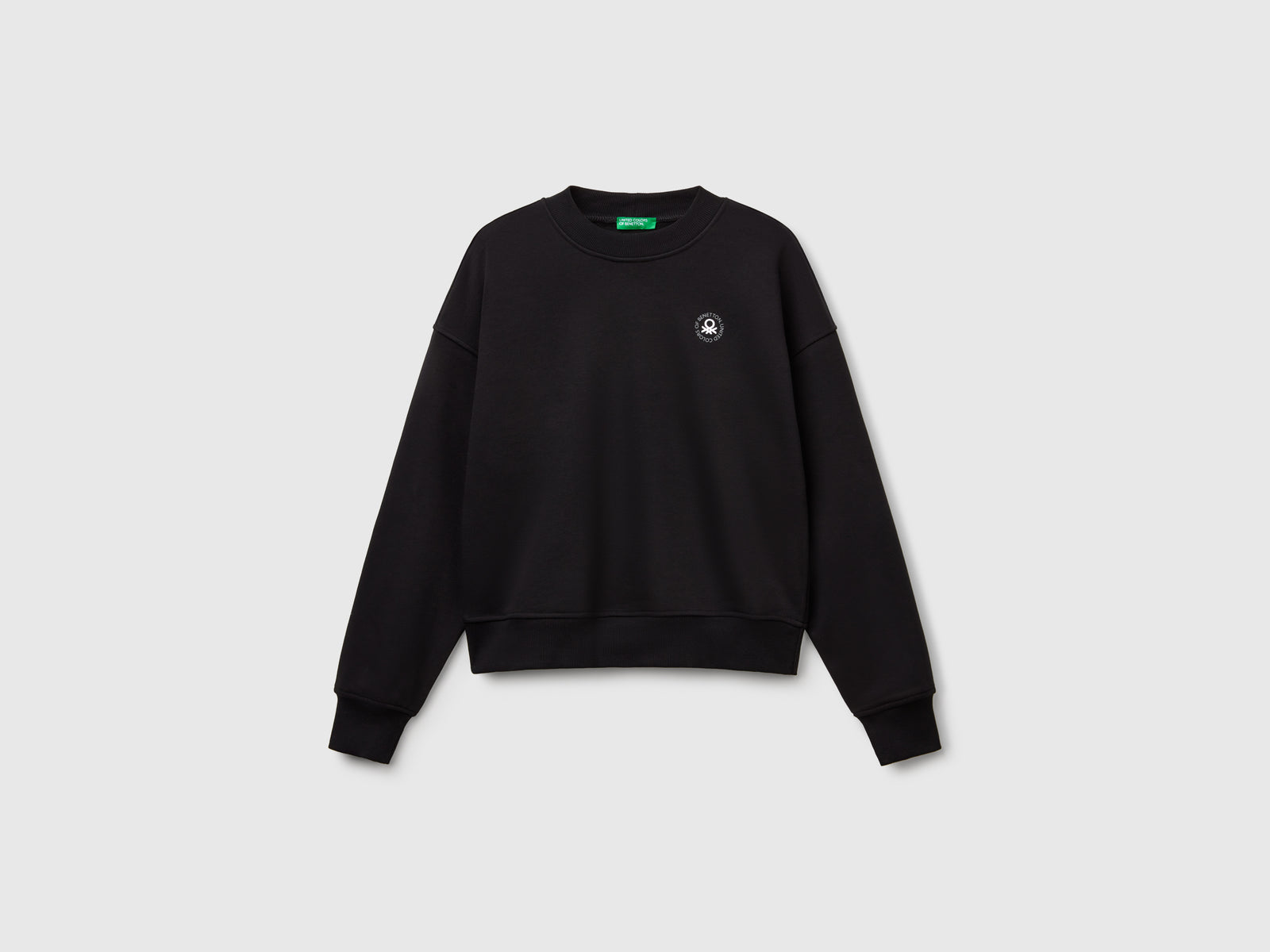Felpa girocollo in misto cotone da donna nero | Benetton Outlet