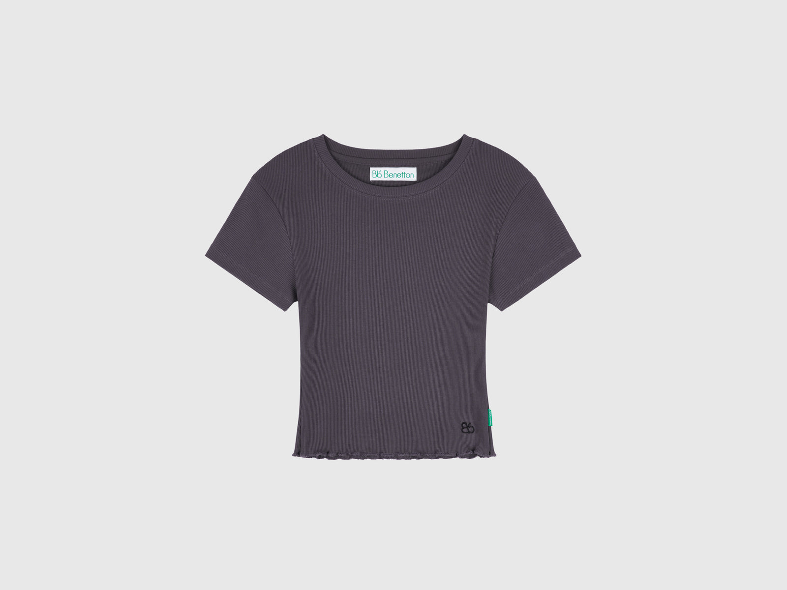 Maglietta slim fit da donna grigio scuro | Benetton Outlet