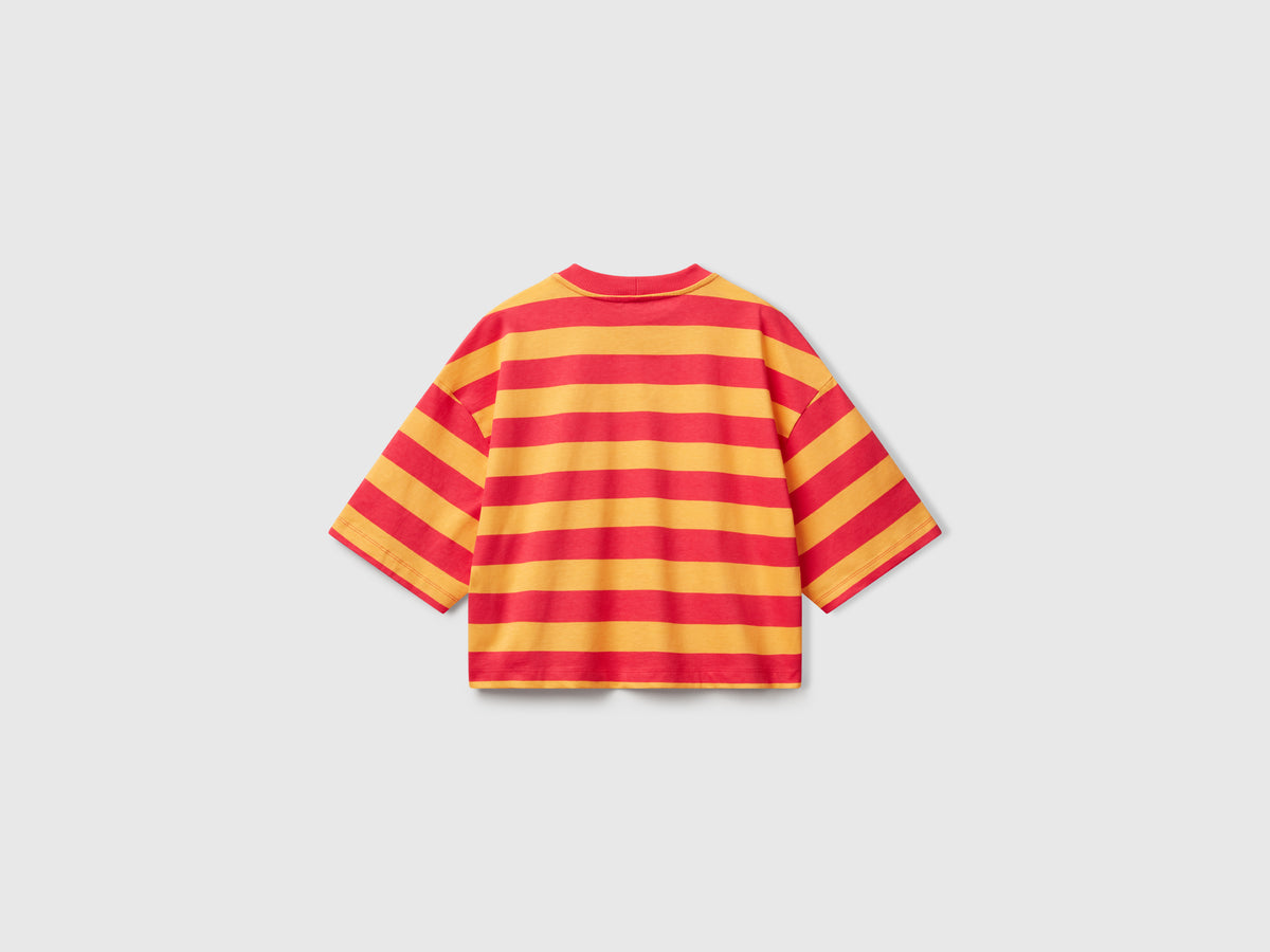 Orange and fuchsia striped T-shirt