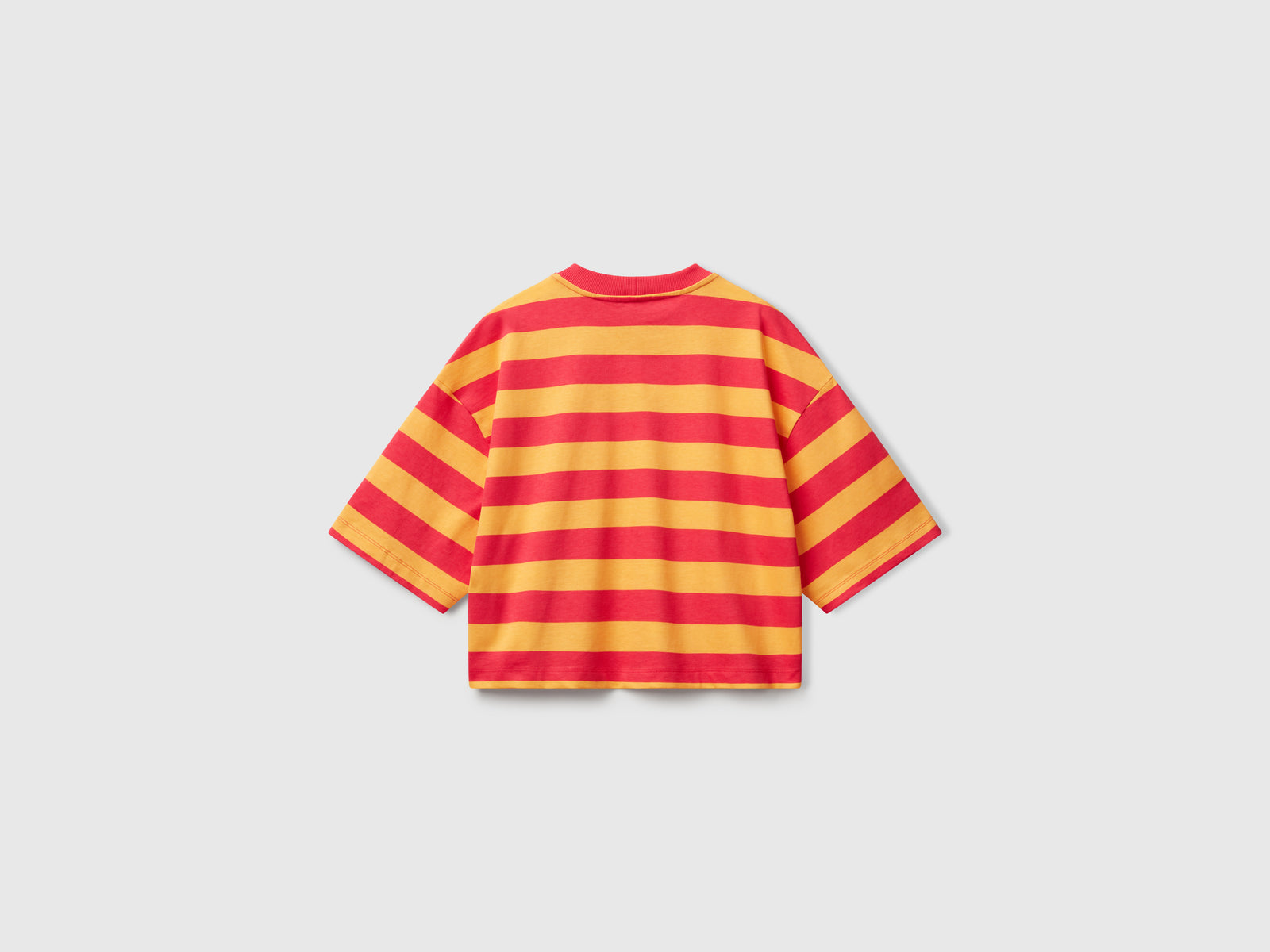Orange and fuchsia striped T-shirt da donna arancione 2 | Benetton Outlet