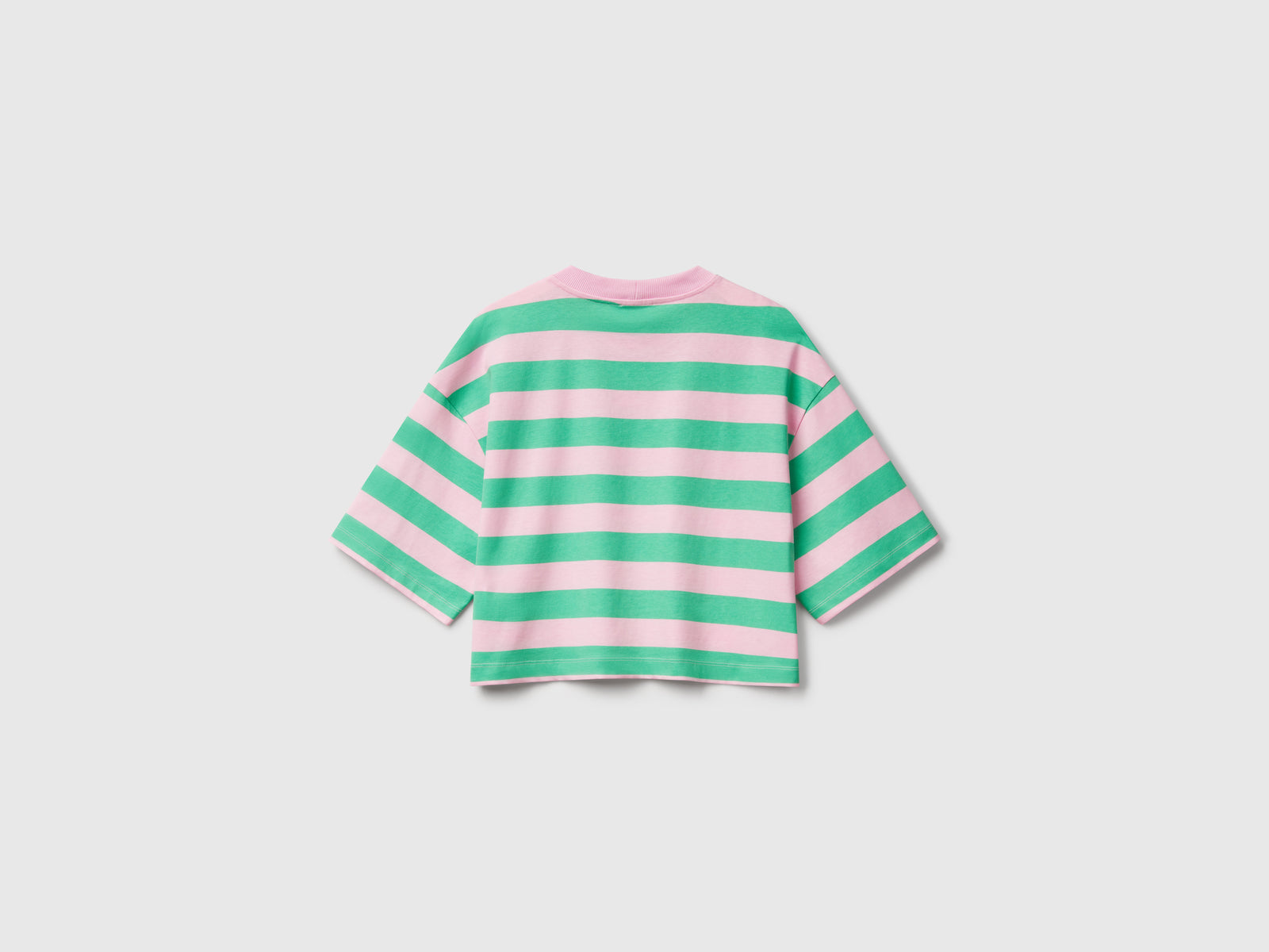 T-shirt a righe e rosa da donna verde 2 | Benetton Outlet