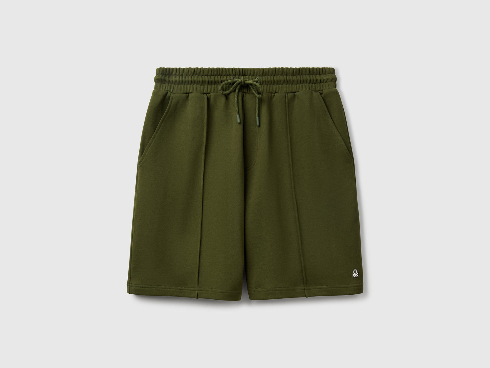 Bermuda in felpa di cotone da uomo verde militare | Benetton Outlet