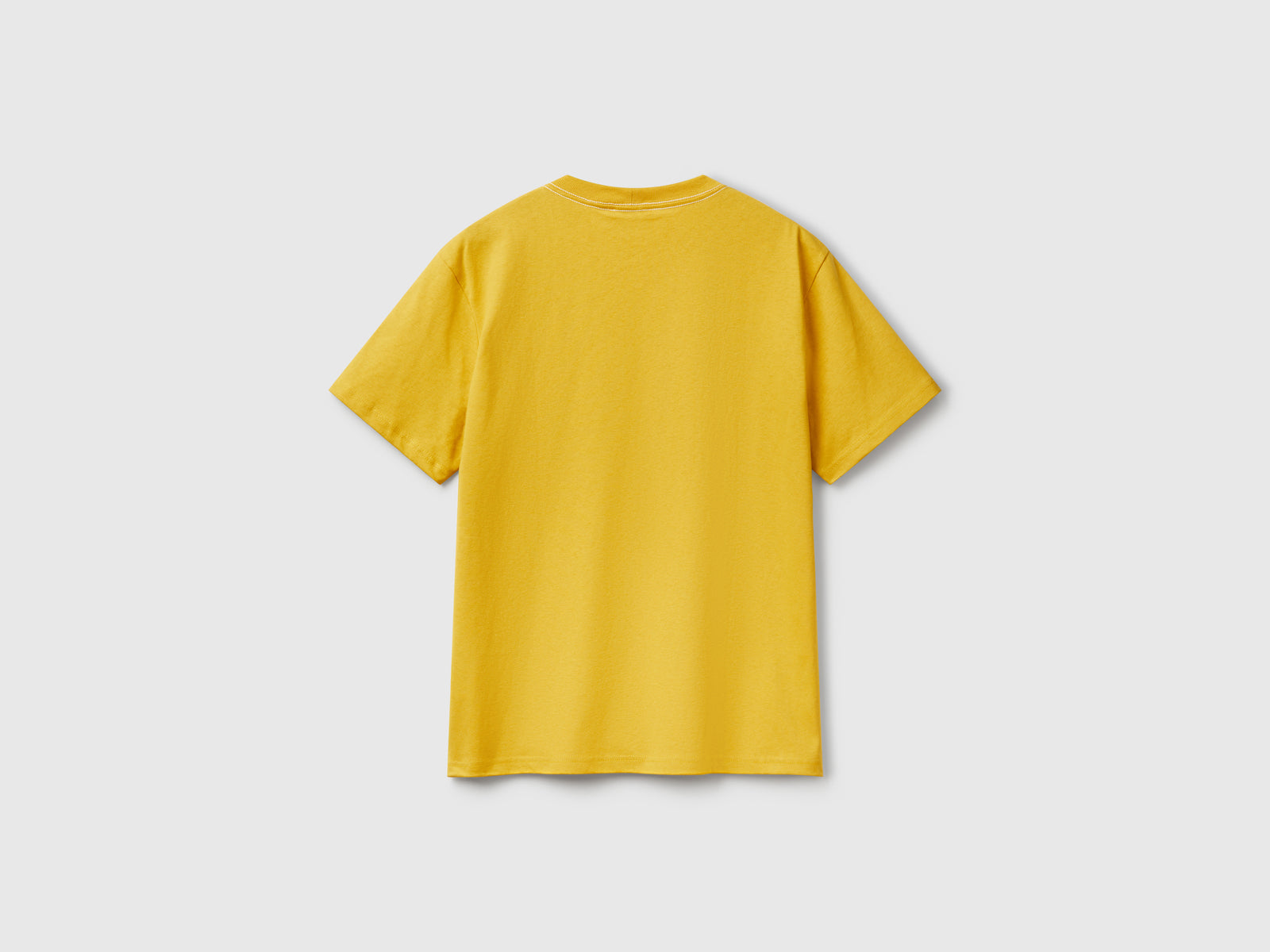 Maglietta con ricamo in cotone da uomo senape 2 | Benetton Outlet