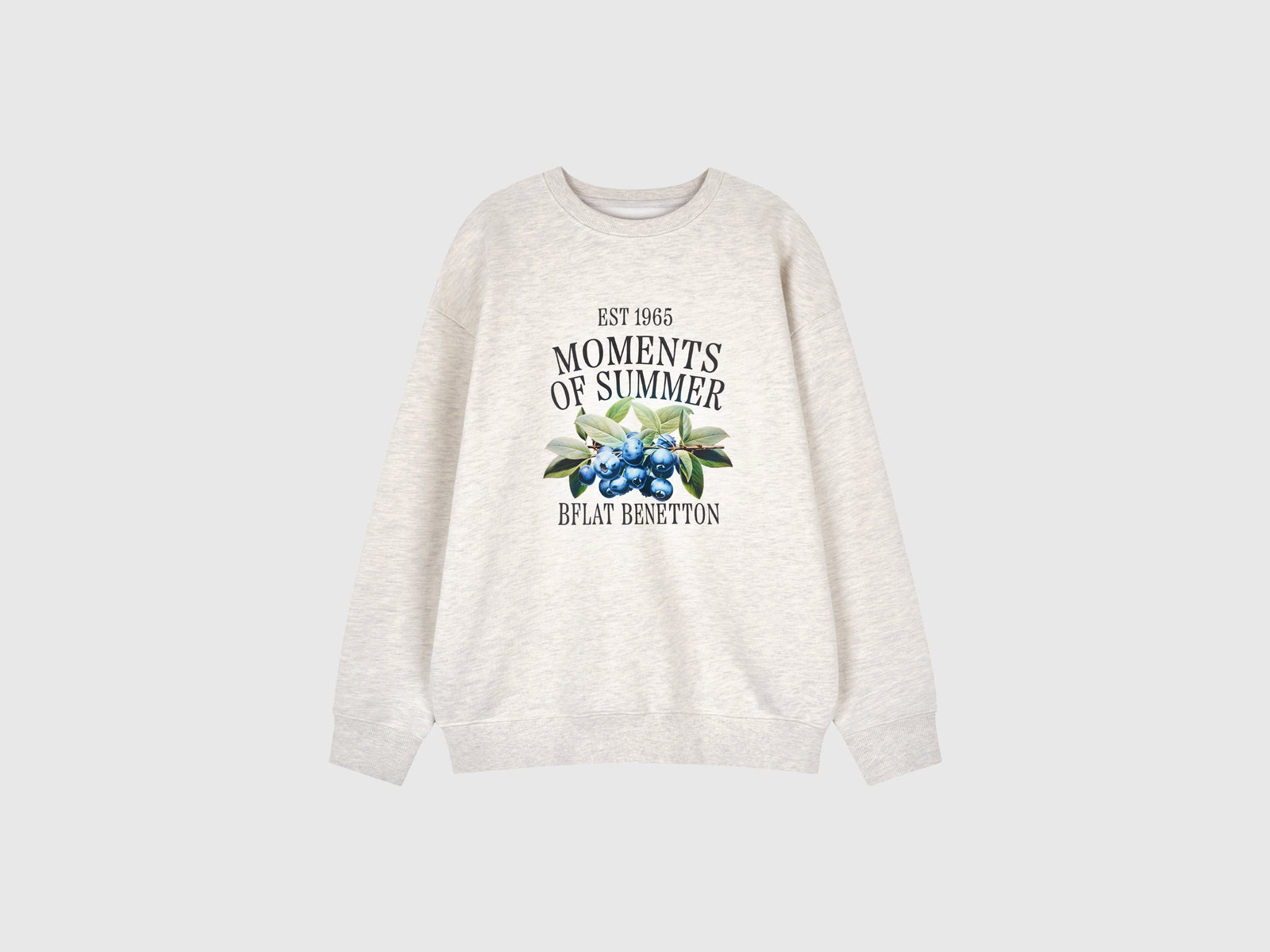 Felpa con stampa frutta da donna grigio chiaro | Benetton Outlet