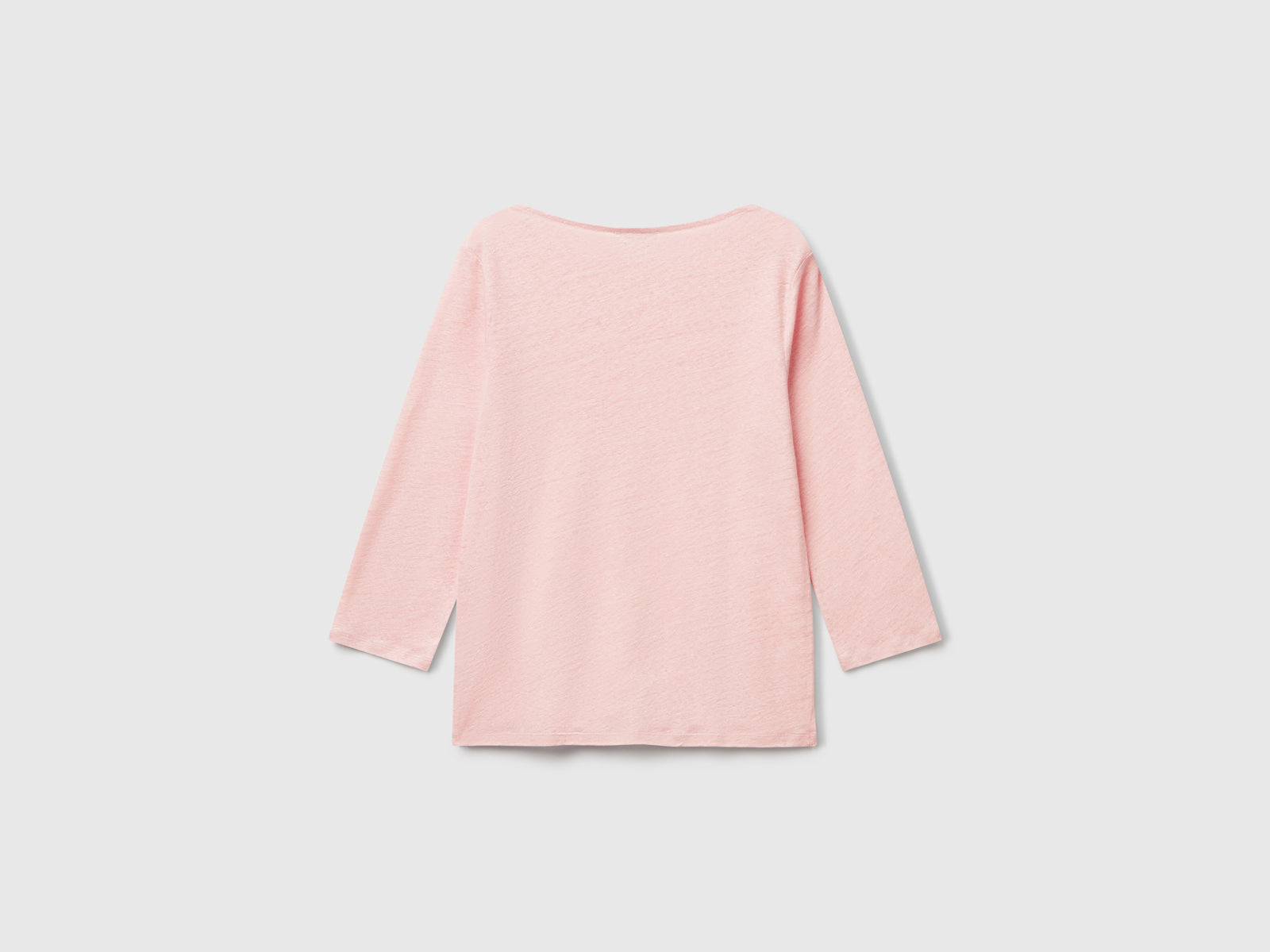 T-shirt manica a 3/4 in puro lino da donna rosa tenue 2 | Benetton Outlet