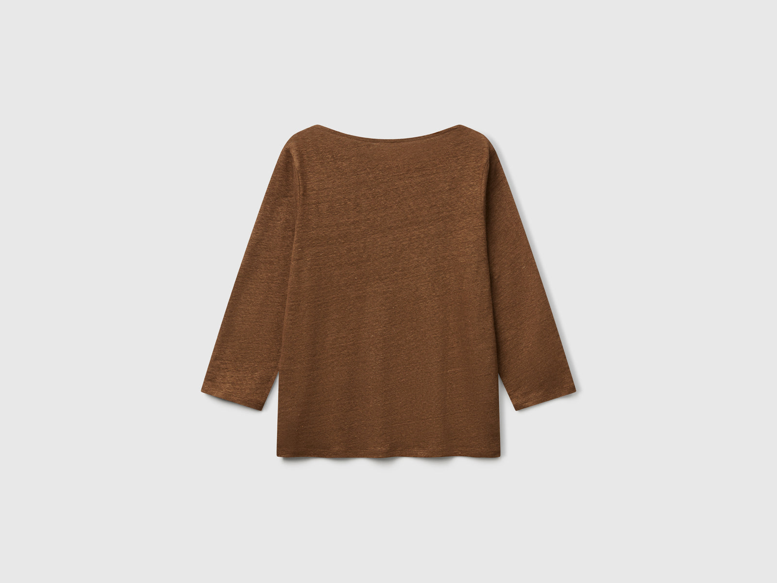 T-shirt manica a 3/4 in puro lino da donna marrone 2 | Benetton Outlet