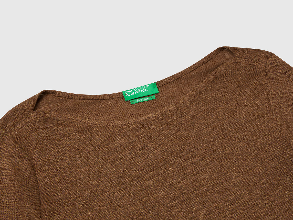 T-shirt manica a 3/4 in puro lino