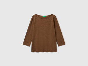 T-shirt manica a 3/4 in puro lino