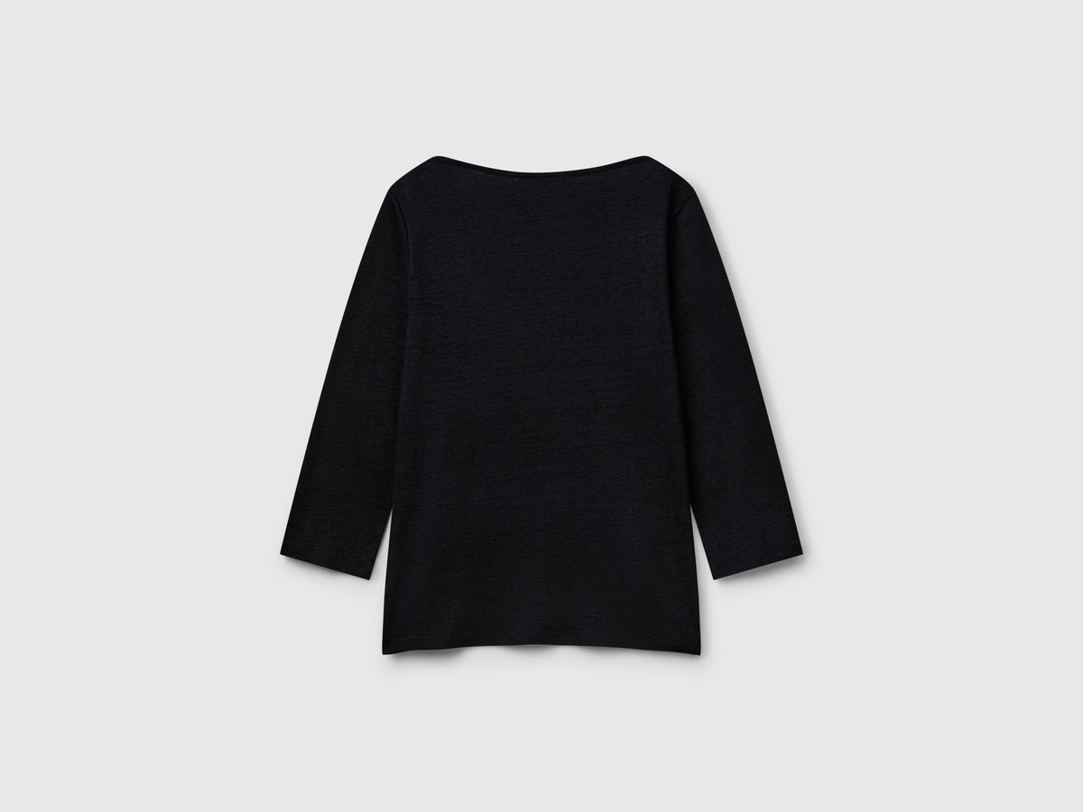 T-shirt manica a 3/4 in puro lino