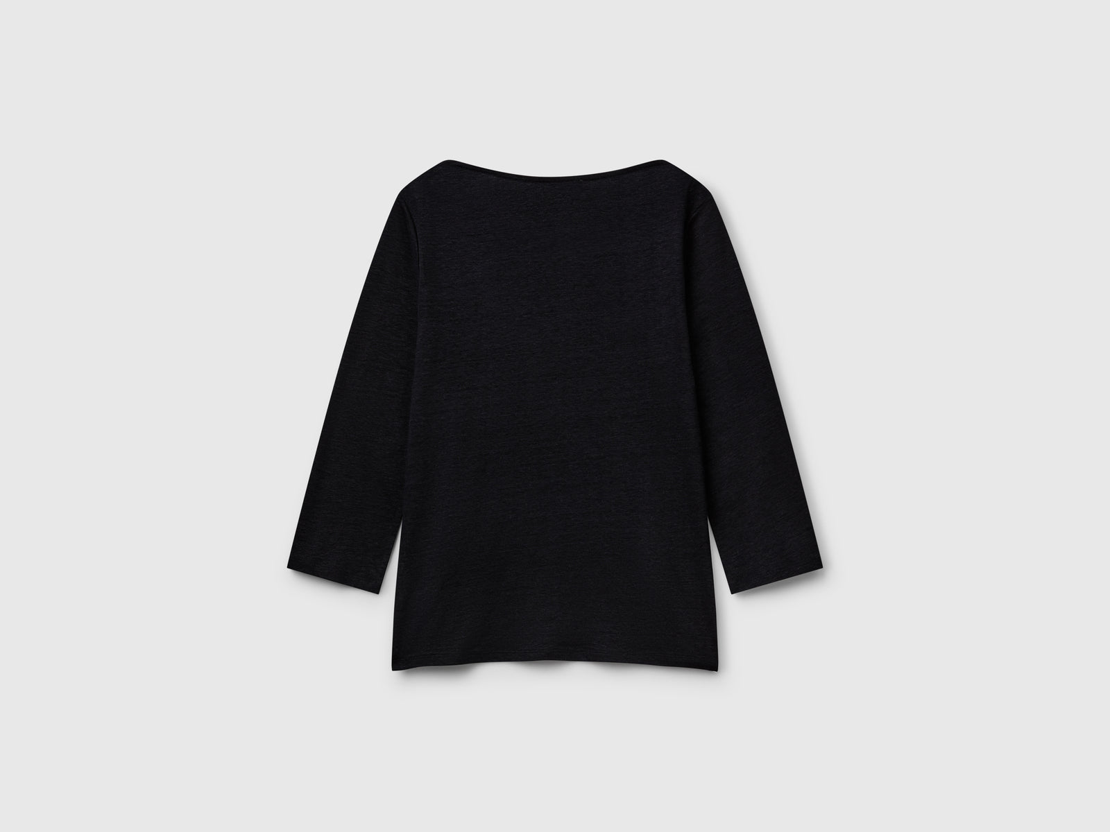T-shirt manica a 3/4 in puro lino da donna nero 2 | Benetton Outlet