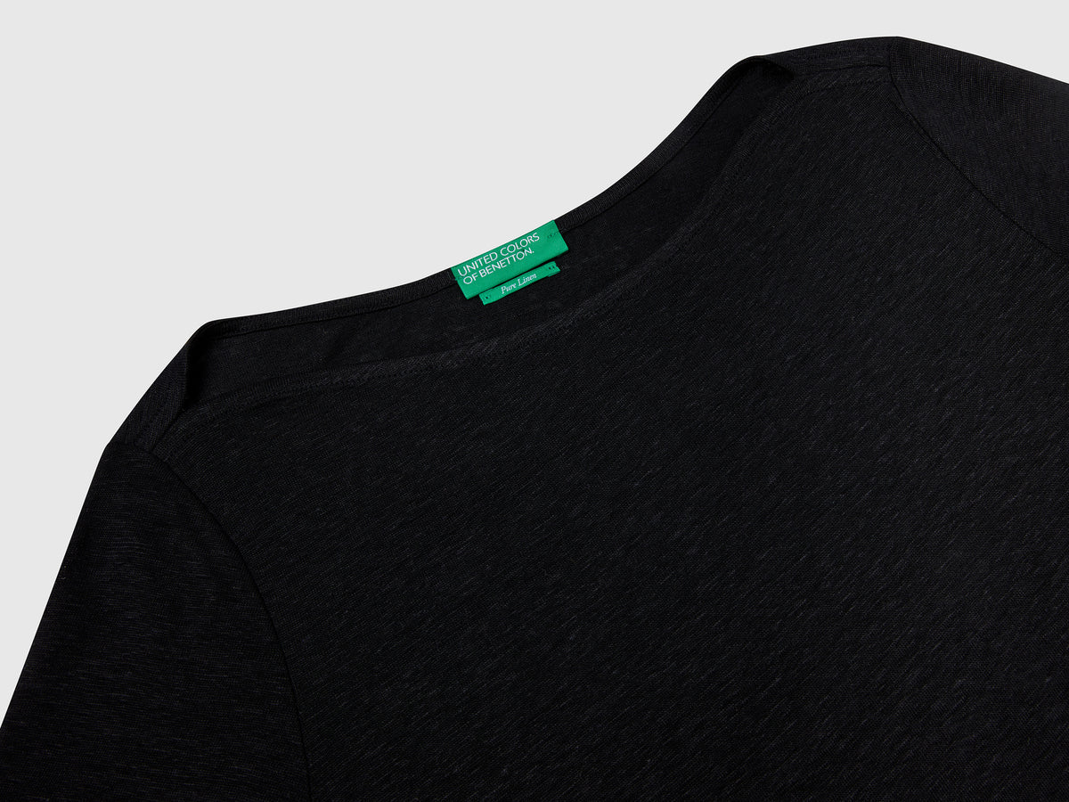 T-shirt manica a 3/4 in puro lino
