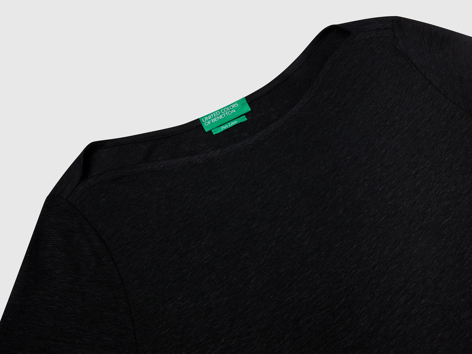 T-shirt manica a 3/4 in puro lino da donna nero 3 | Benetton Outlet