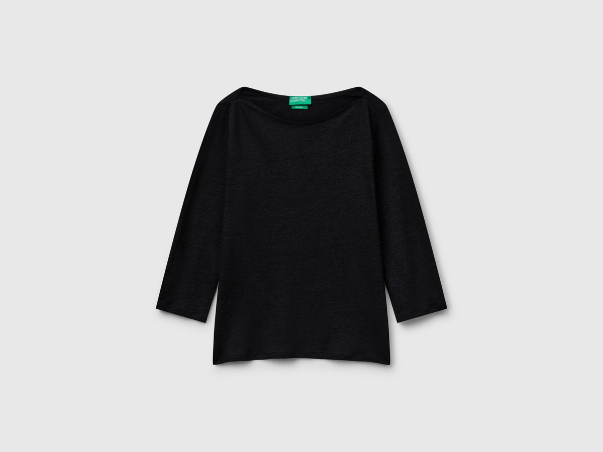 T-shirt manica a 3/4 in puro lino