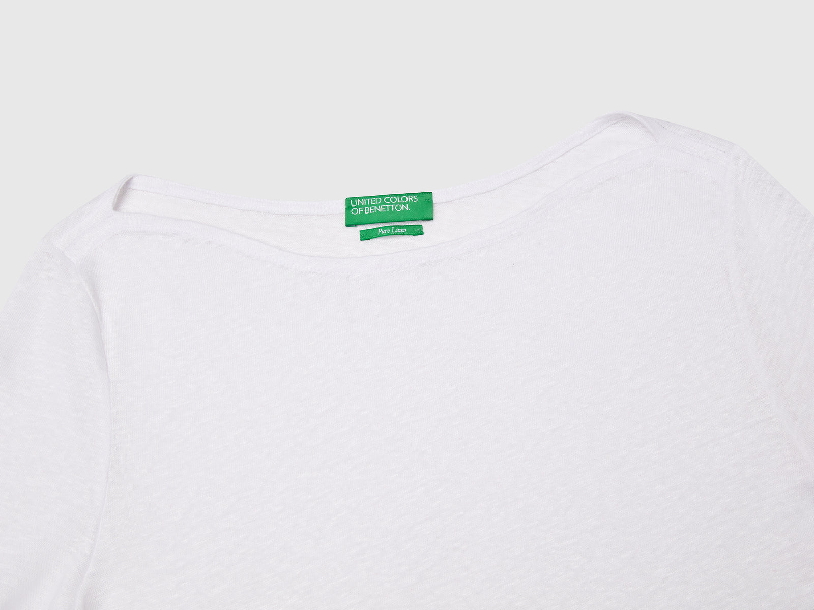 T-shirt manica a 3/4 in puro lino da donna bianco 3 | Benetton Outlet