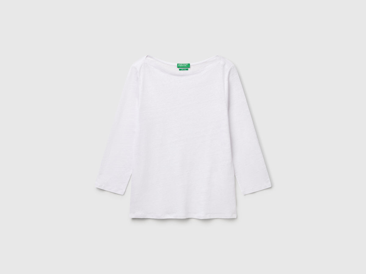 T-shirt manica a 3/4 in puro lino