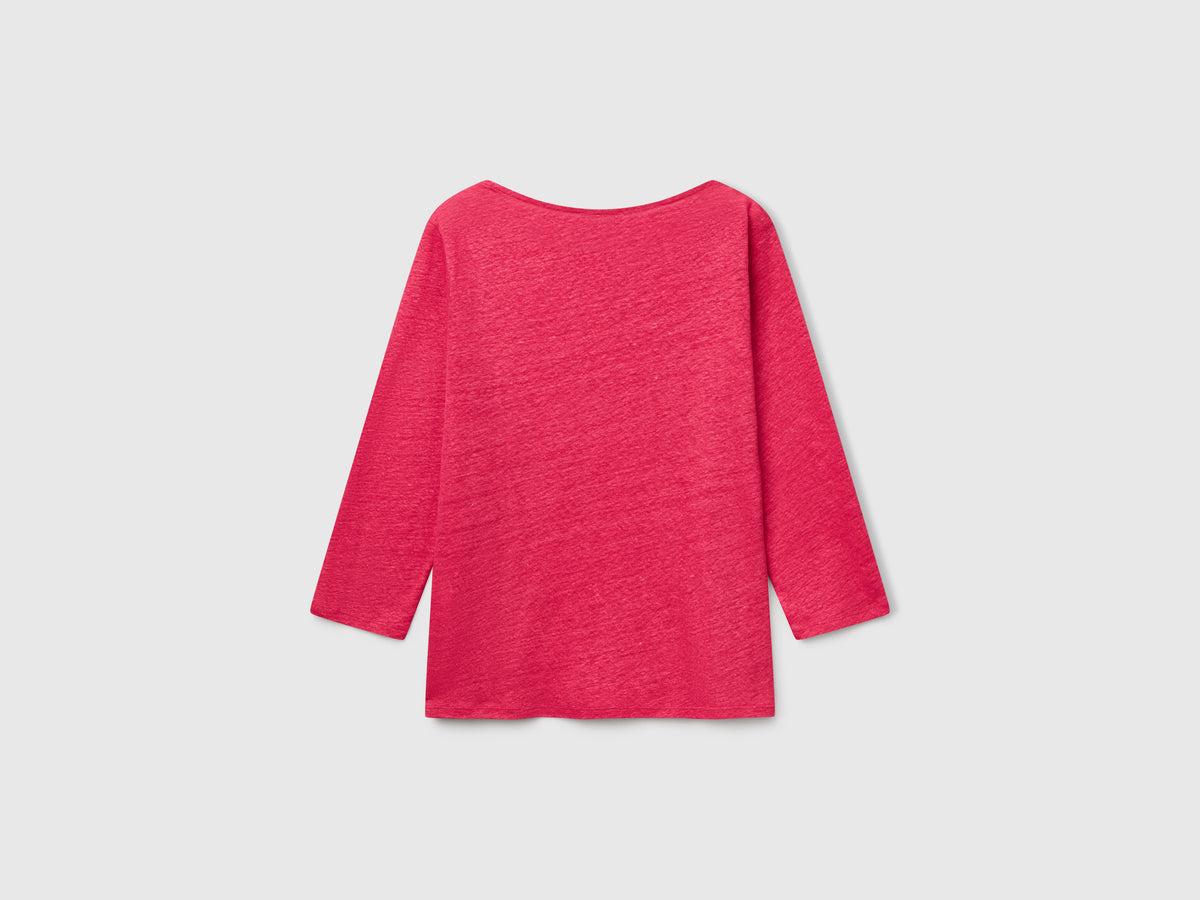 T-shirt manica a 3/4 in puro lino