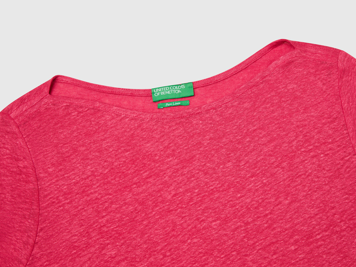 T-shirt manica a 3/4 in puro lino