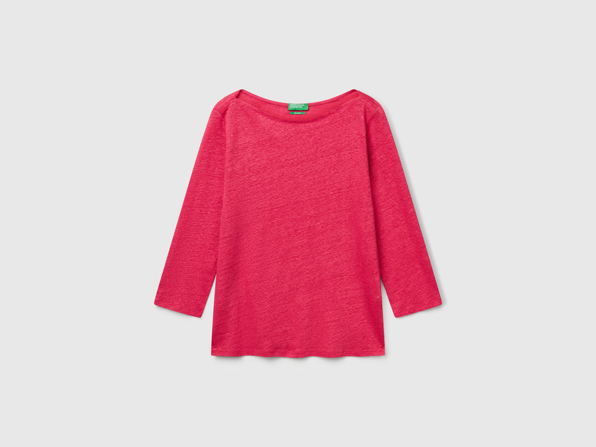 T-shirt manica a 3/4 in puro lino