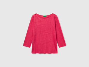 T-shirt manica a 3/4 in puro lino