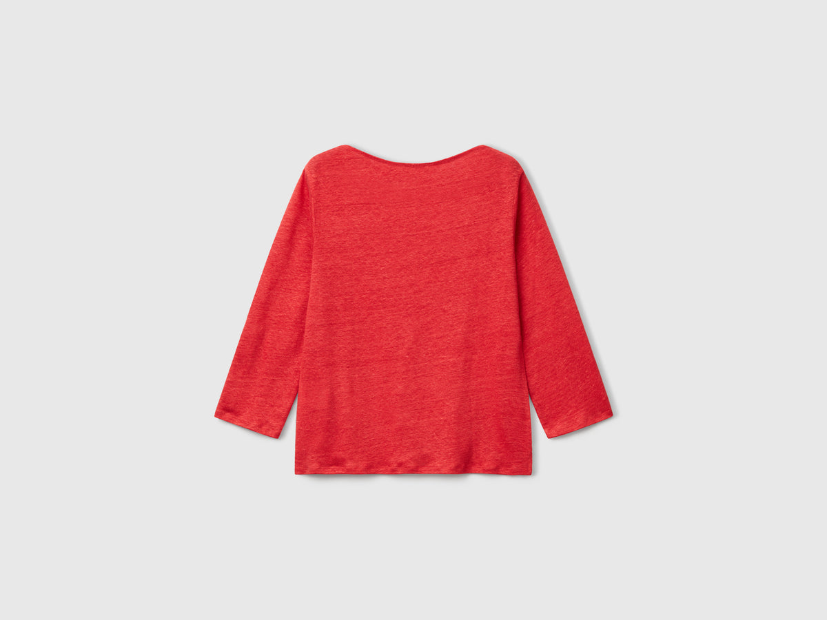 T-shirt manica a 3/4 in puro lino
