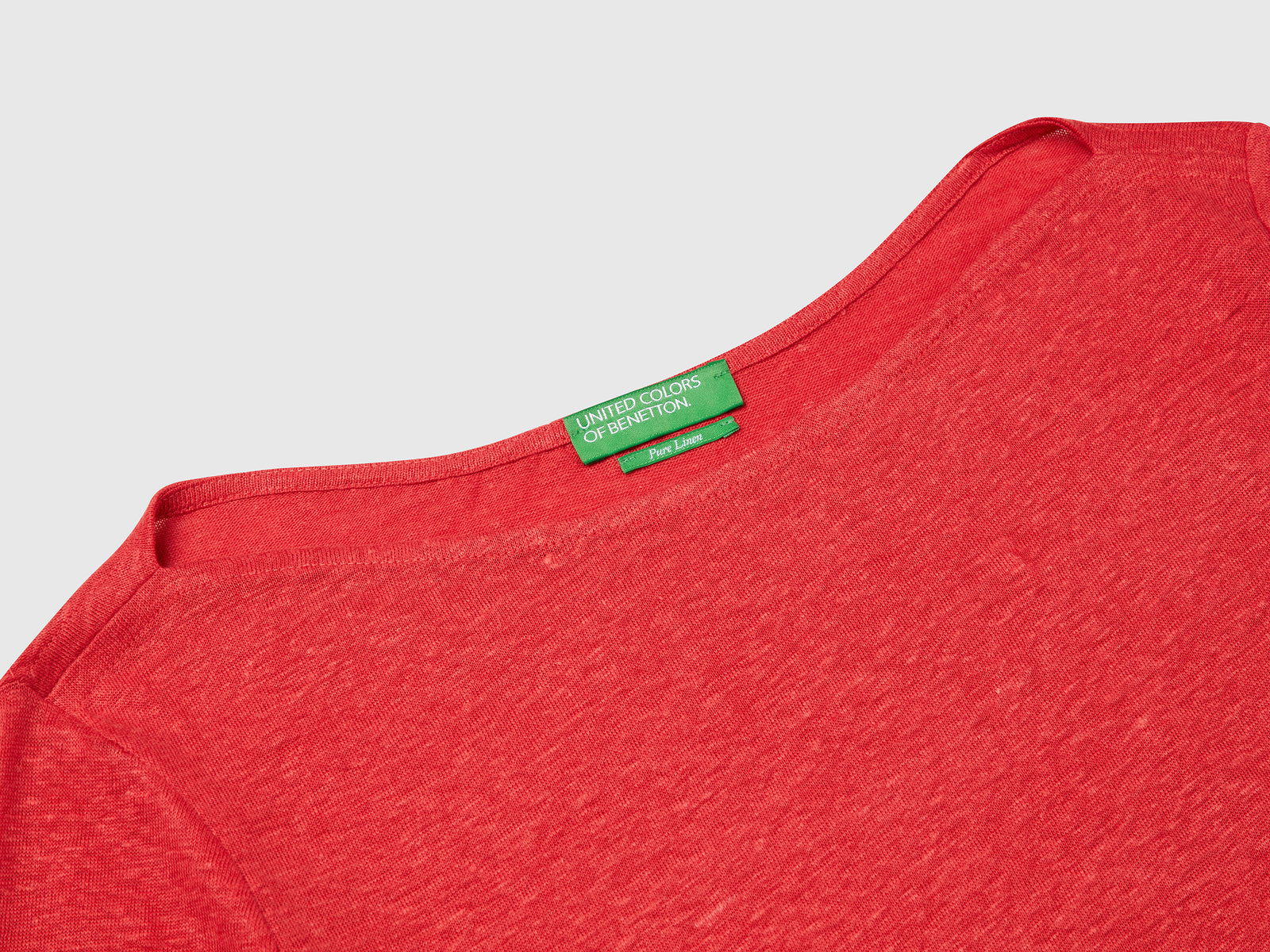 T-shirt manica a 3/4 in puro lino da donna rosso mattone 3 | Benetton Outlet