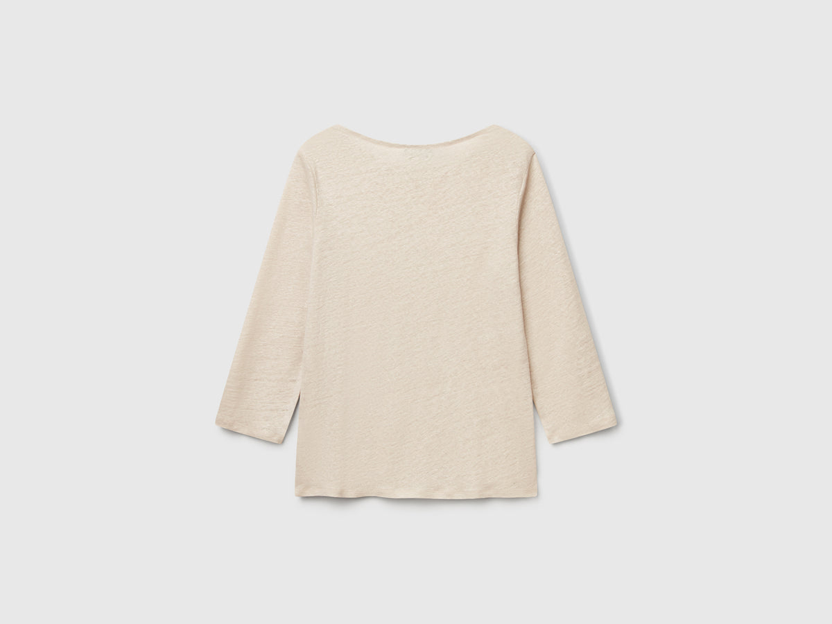T-shirt manica a 3/4 in puro lino
